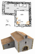 Ermita del siglo XVII: planta y reconstrucción virtual (realizada por J. Molina y D. Tejerina)