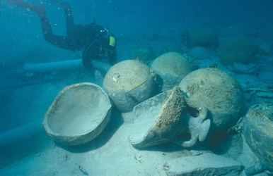 Pecio Albufereta 1 (Alacant). Fondo marino con ánforas